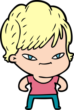 Bir insan tarafından çizilmiş mutlu bir kadın.