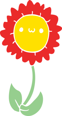 Bir insan tarafından çizilmiş düz renk çizgi film çiçeği