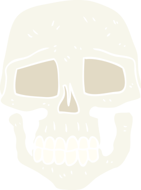 Bir insan tarafından çizilmiş kafatasının düz renk çizimi