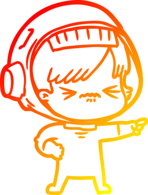 Bir insan tarafından çizilmiş bir astronot kadın çizgi çizimi.