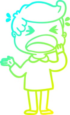 Bir insan tarafından çizilmiş bağıran bir çizgi film karakteri.