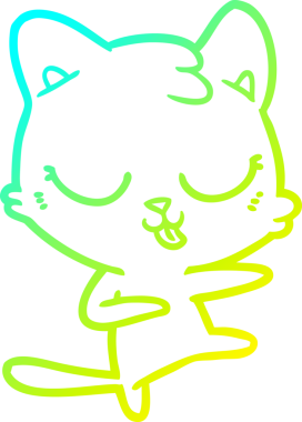 Bir insan tarafından çizilen çizgi film kedisinin soğuk gradyan çizimi