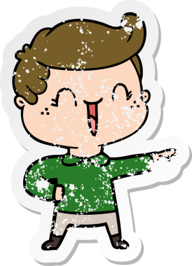 Bir insan tarafından çizilmiş, gülen bir çocuğun sıkıntılı çıkartması.