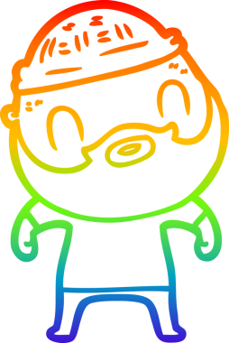 Gökkuşağı gradyan çizgi çizimi bir insan tarafından çizilmiş sakallı bir adamın