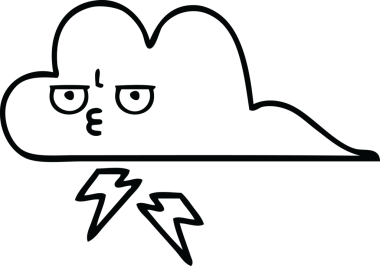 Bir insan tarafından çizilmiş bir gök gürültüsü bulutunun çizgi çizimi