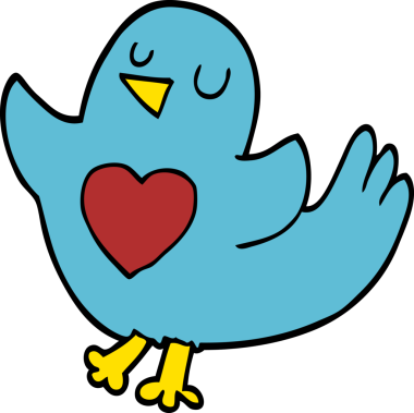 Bir insan tarafından çizilmiş kalbi olan karalama kuşu.