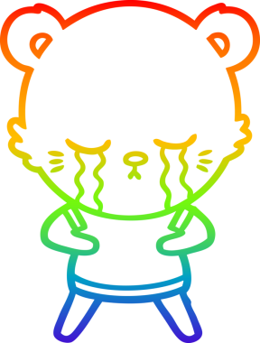 Bir insan tarafından çizilmiş ağlayan çizgi film ayısının çizimi.