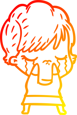 Bir insan tarafından çizilmiş, ağlayan bir çizgi kadın çizimi.