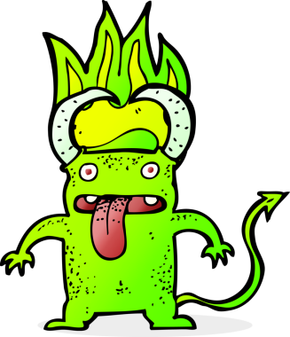 Bir insan tarafından çizilmiş küçük şeytan.