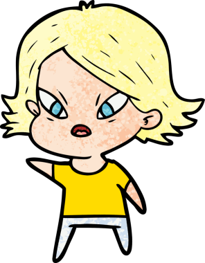 Çizgi film bir insan tarafından çizilmiş stresli kadın.