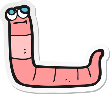 Bir insan tarafından çizilmiş bir karikatür solucanı çıkartması.