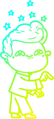 Bir insan tarafından çizilmiş, heyecanlı bir çizgi film çizimi.