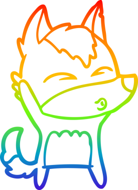 Gökkuşağı gradyan çizgi çizimi bir insan tarafından çizilmiş bir kurt çizgi filmi.