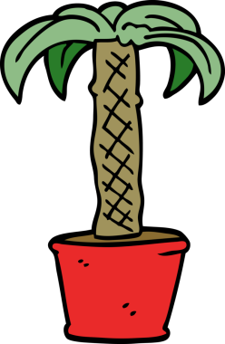 Bir insan tarafından çizilmiş karalama saksı bitkisi.