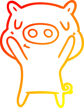 Bir insan tarafından çizilen çizgi film içerikli domuzun sıcak çizgi çizimi