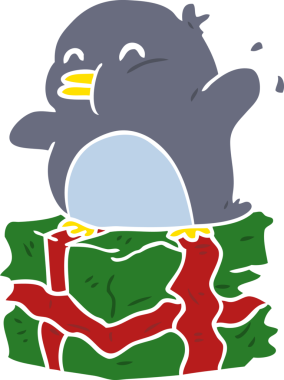 Bir insan tarafından çizilmiş düz renk karikatür pengueni