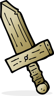 Bir insan tarafından çizilmiş ahşap kılıç.