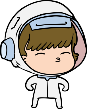 Bir insan tarafından çizilmiş meraklı astronot çizgi filmi.