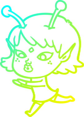 Bir insan tarafından çizilmiş güzel bir uzaylı kız çizimi.