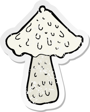 Bir insan tarafından çizilmiş karikatür mantarının gerilmiş yapıştırması.