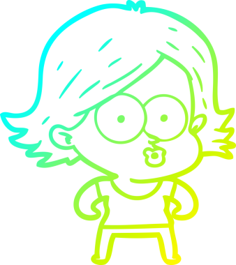 Bir insan tarafından somurtulmuş çizgi film kızı çizimi.