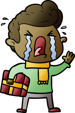 Bir insan tarafından çizilmiş ağlayan bir karikatür.