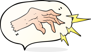 Bir insan tarafından çizilmiş serbest konuşma balonu karikatürü el büyüsü.