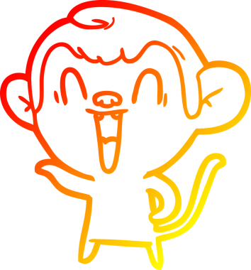 Bir insan tarafından çizilmiş gülen maymun çizgi çizimi.