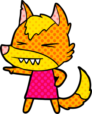 Bir insan tarafından çizilmiş tilki çizgi film karakteri