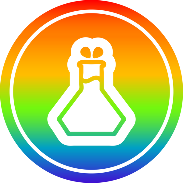 Bilim deneyi dairesel simgesi gökkuşağı gradyan bir insan tarafından çizilmiş