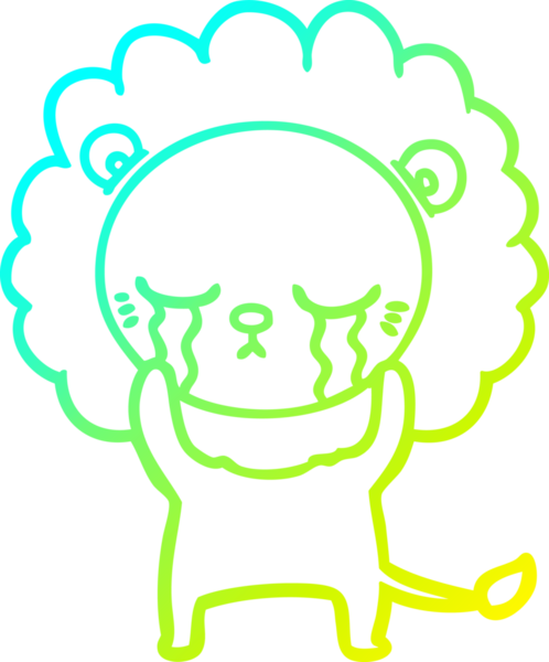 Bir insan tarafından çizilmiş ağlayan bir aslanın soğuk gradyan çizgisi.