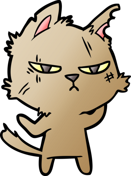 Bir insan tarafından çizilmiş sert çizgi film kedisi.