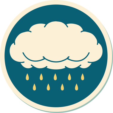 Bir insan tarafından çizilmiş geleneksel yağmur bulutu stili dövme çıkartması.