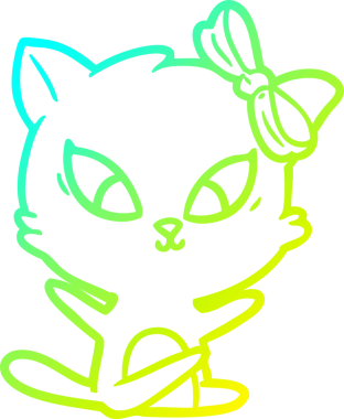 Bir insan tarafından çizilen çizgi film kedisinin soğuk gradyan çizgisi.