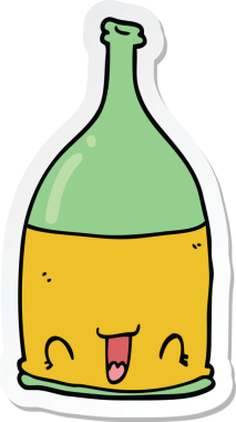 Bir insan tarafından çizilmiş bir şarap şişesinin etiketi.