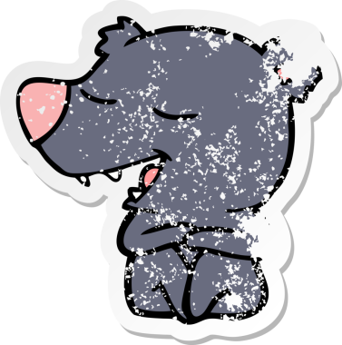 Bir insan tarafından çizilmiş karikatür ayısının sıkıntılı çıkartması.