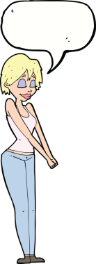 Bir insan tarafından çizilmiş konuşma balonu olan karikatür içerikli kadın