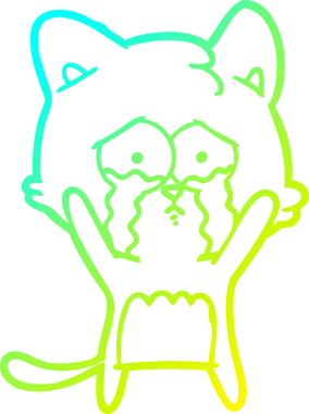 Bir insan tarafından çizilen çizgi film kedisinin soğuk gradyan çizgisi.