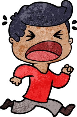 Bir insan tarafından çizilmiş bağıran adam çizgi filmi.