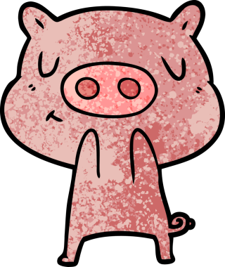 Bir insan tarafından çizilmiş çizgi film içerikli domuz.