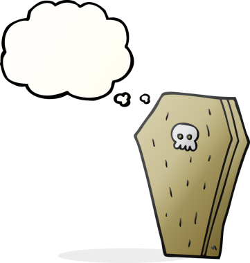 Bir insan tarafından çizilmiş serbest çizim balon cadılar bayramı tabutu.