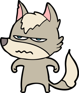 Bir insan tarafından çizilmiş rahatsız kurt çizgi filmi.