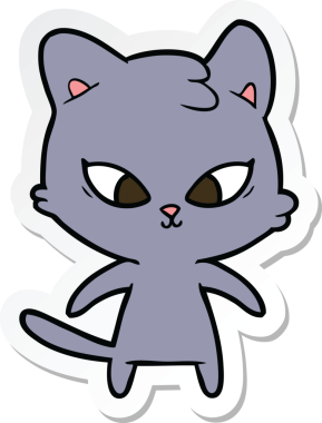 Bir insan tarafından çizilmiş şirin bir çizgi film kedisinin çıkartması.