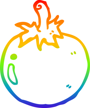 gökkuşağı gradyanı bir insan tarafından çizilmiş bir domates çizgi çizimi