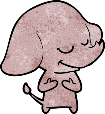 Bir insan tarafından çizilmiş gülümseyen bir fil.