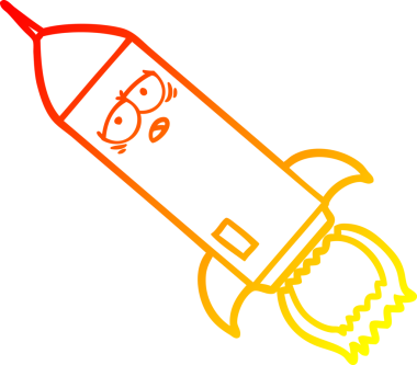 Bir insan tarafından çizilen çizgi roketin sıcak gradyan çizgisi