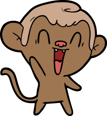 Bir insan tarafından çizilmiş gülen maymun çizgi filmi