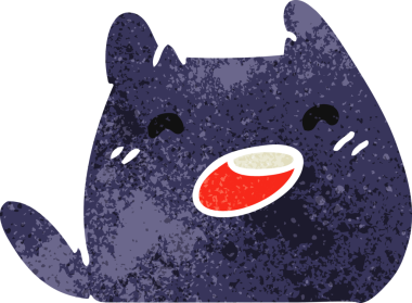 Bir insan tarafından çizilmiş kawaii kedisinin eski çizgi film çizimi