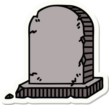 Bir insan tarafından çizilmiş bir mezar taşının geleneksel stiliyle dövme çıkartması.