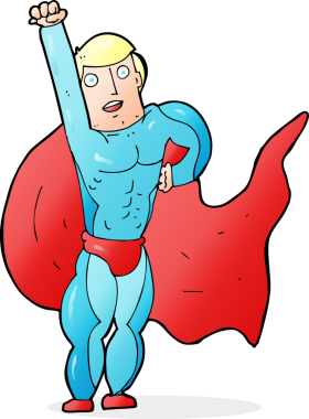 Bir insan tarafından çizilmiş süper kahraman çizgi filmi.